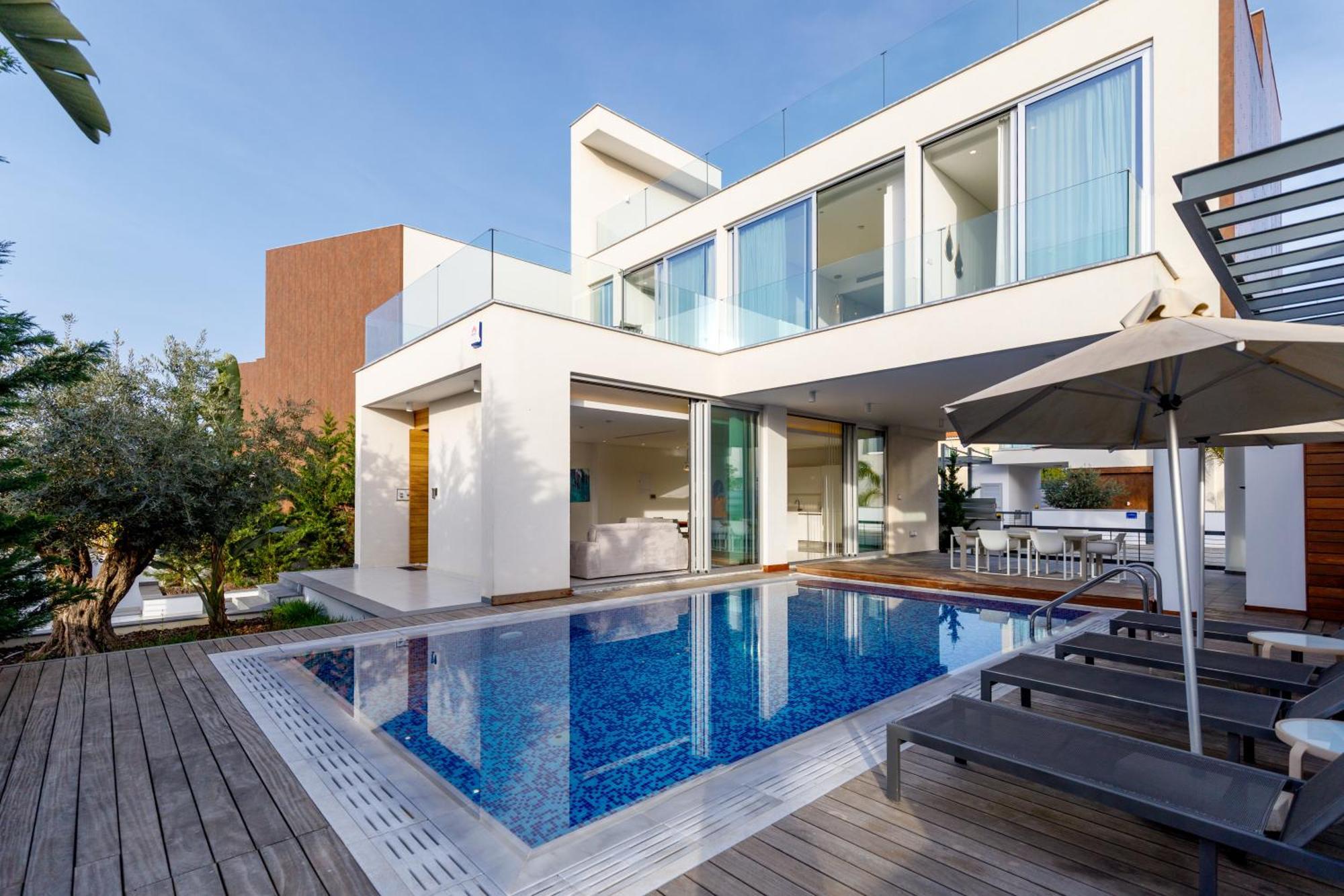 Seaview Luxury Villa Jacuzzi & Pool! 2 Min Beach Protaras Dış mekan fotoğraf